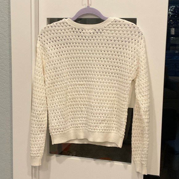 Cream Knit Sweater, feminine Boho crochet, kids, girl, size 14 - Picture 2 of 10